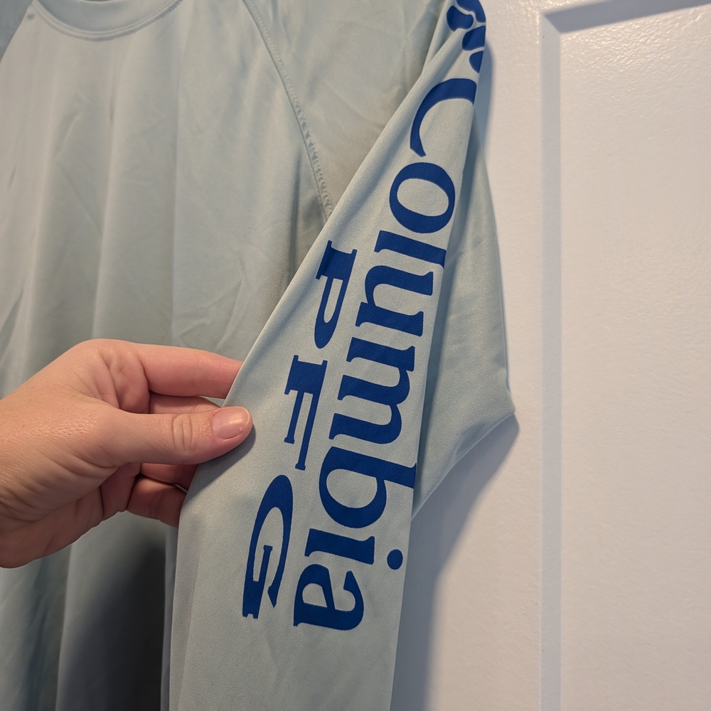 COLUMBIA PFG Men's Light Blue Long Sleeve Sports Tee Shirt Size Medium - Picture 3 of 8